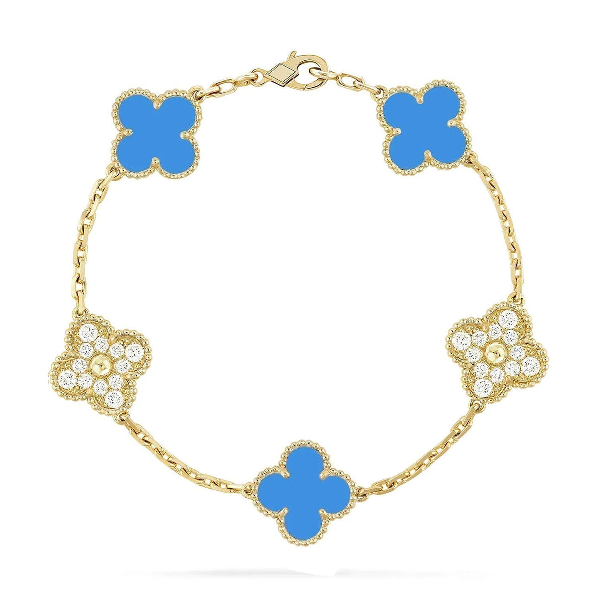 [Lira Jewelry] CLOVER 5 MOTIF BLUE AGATE BRACELET COLLECTION
