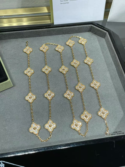 [Lira Jewelry]CLOVER 20 MOTIFS FULL-DIAMOND NECKLACE