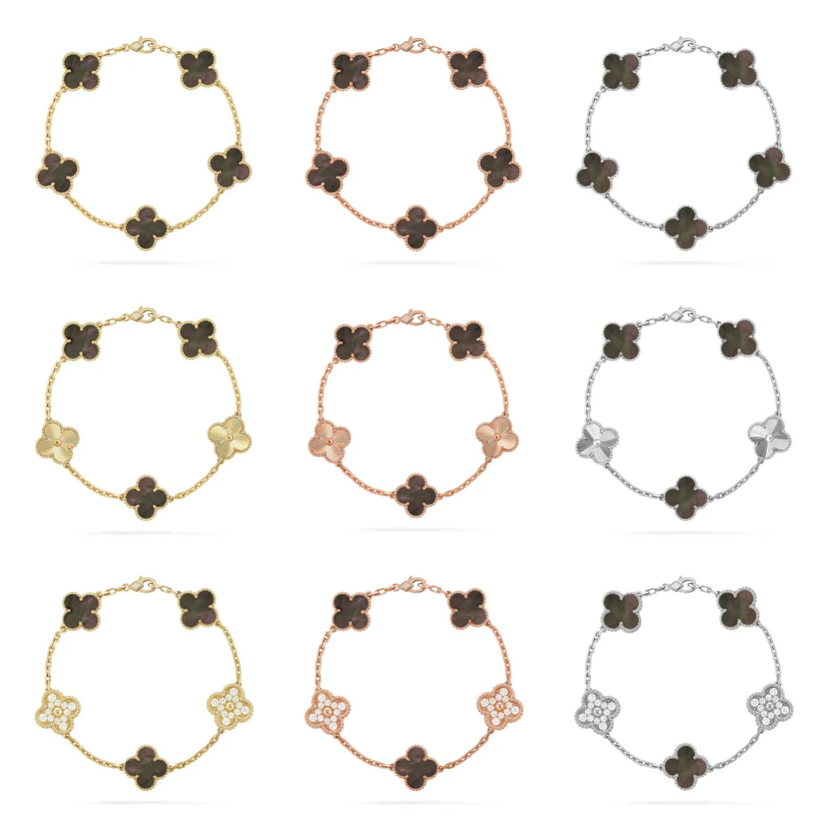 [Lira Jewelry] CLOVER 5 MOTIF GRAY MOP BRACELET COLLECTION