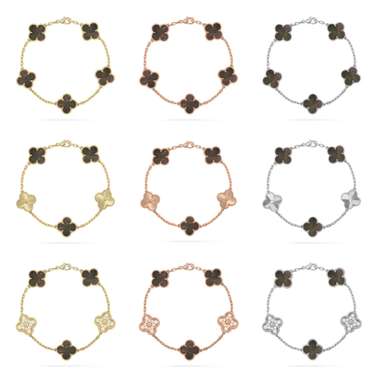 [Lira Jewelry] CLOVER 5 MOTIF GRAY MOP BRACELET COLLECTION