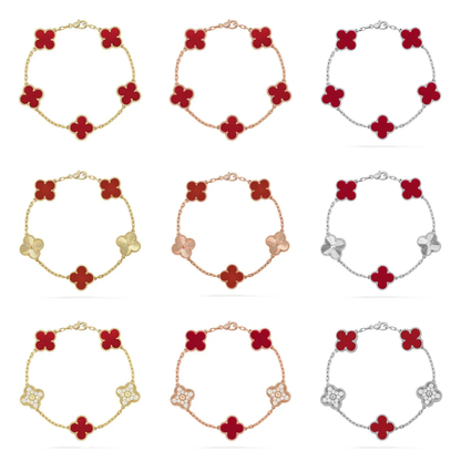 [Lira Jewelry] CLOVER 5 MOTIF RED CORNELIAN BRACELET COLLECTION