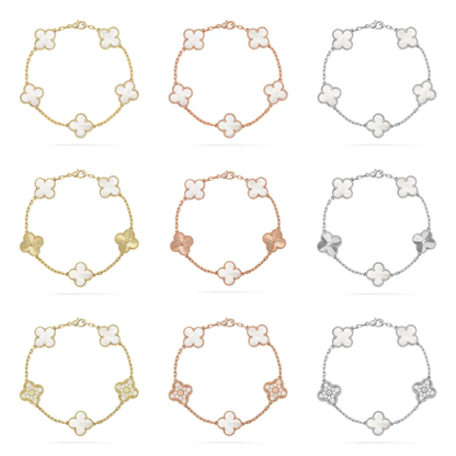 [Lira Jewelry]CLOVER WHITE PEARL MOP 5 MOTIF BRACELET COLLECTION