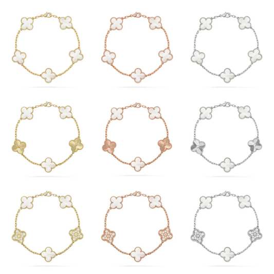 [Lira Jewelry]CLOVER WHITE PEARL MOP 5 MOTIF BRACELET COLLECTION