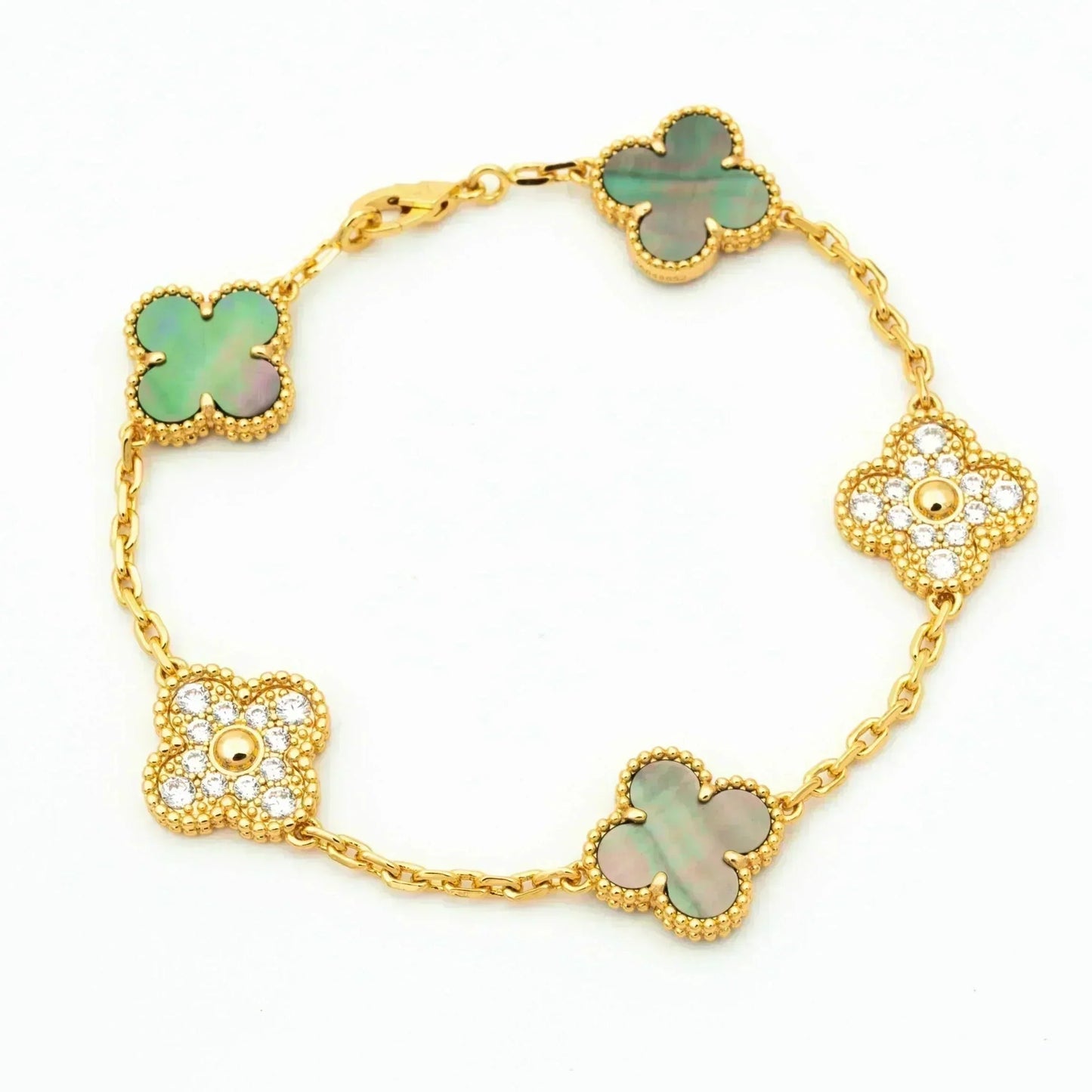 [Lira Jewelry] CLOVER 5 MOTIF GRAY MOP BRACELET COLLECTION