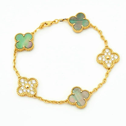 [Lira Jewelry] CLOVER 5 MOTIF GRAY MOP BRACELET COLLECTION