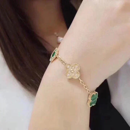 [Lira Jewelry] CLOVER 5 MOTIF MALACHITE BRACELET COLLECTION