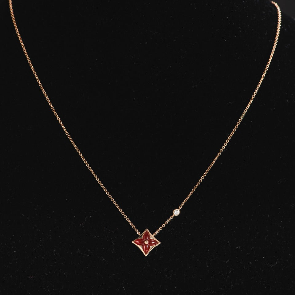 [Lira Jewelry]STAR NECKLACE PINK GOLD 1 DIAMOND