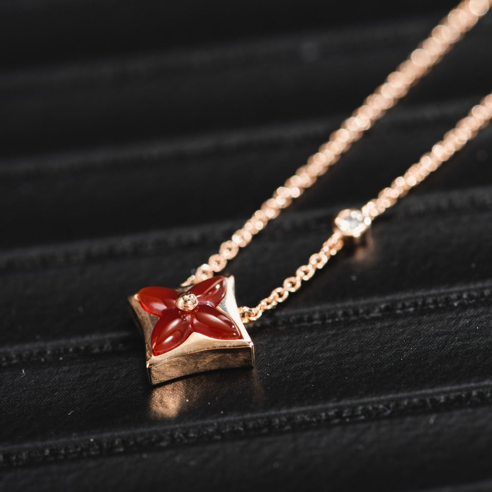 [Lira Jewelry]STAR NECKLACE PINK GOLD 1 DIAMOND