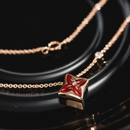[Lira Jewelry]STAR NECKLACE PINK GOLD 1 DIAMOND