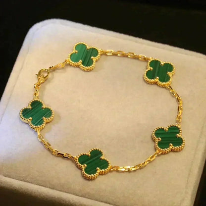 [Lira Jewelry] CLOVER 5 MOTIF MALACHITE BRACELET COLLECTION