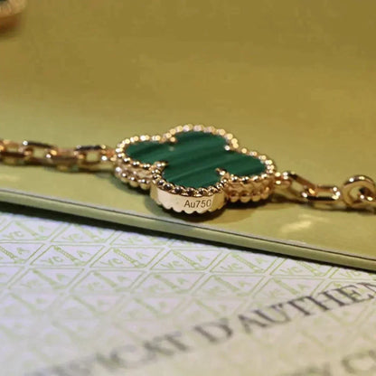 [Lira Jewelry] CLOVER 5 MOTIF MALACHITE BRACELET COLLECTION