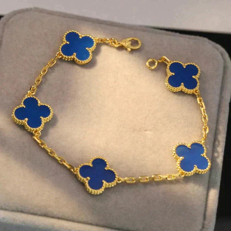 [Lira Jewelry] CLOVER 5 MOTIF BLUE AGATE BRACELET COLLECTION