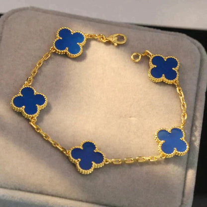 [Lira Jewelry] CLOVER 5 MOTIF BLUE AGATE BRACELET COLLECTION