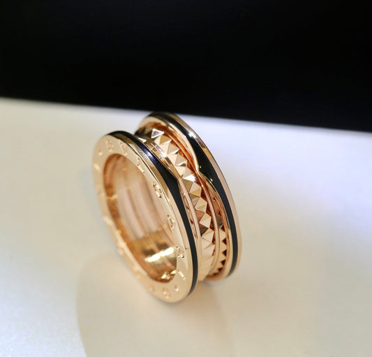 [Lira Jewelry]ZERO 1 PINK GOLD BLACK CERAMIC RING