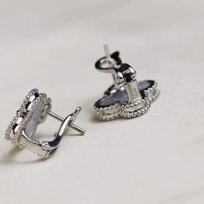 [Lira Jewelry]CLOVER MEDIUM 1 MOTIFS  WHITE MOP EARRINGS SILVER