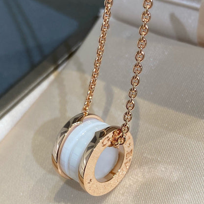 [Lira Jewelry]ZERO 1 WHITE CERAMIC PINK GOLD NECKLACE