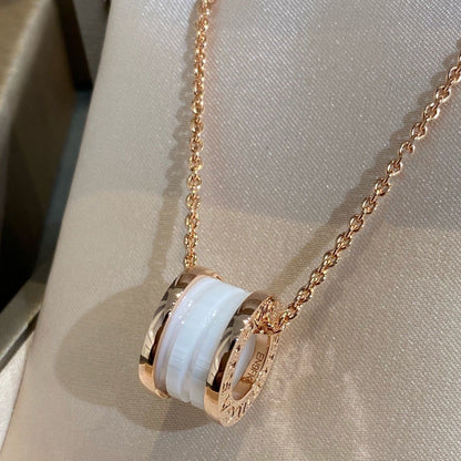 [Lira Jewelry]ZERO 1 WHITE CERAMIC PINK GOLD NECKLACE