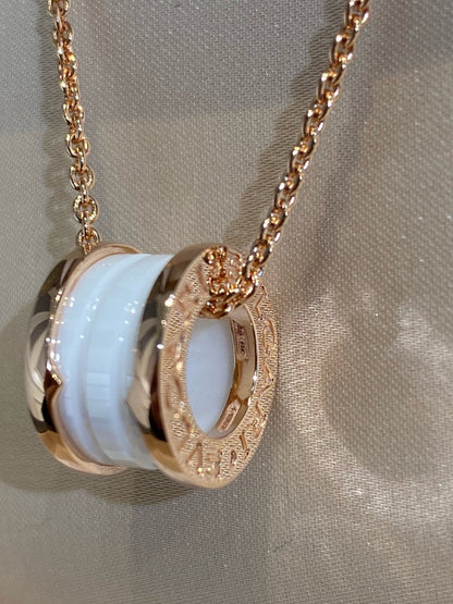 [Lira Jewelry]ZERO 1 WHITE CERAMIC PINK GOLD NECKLACE