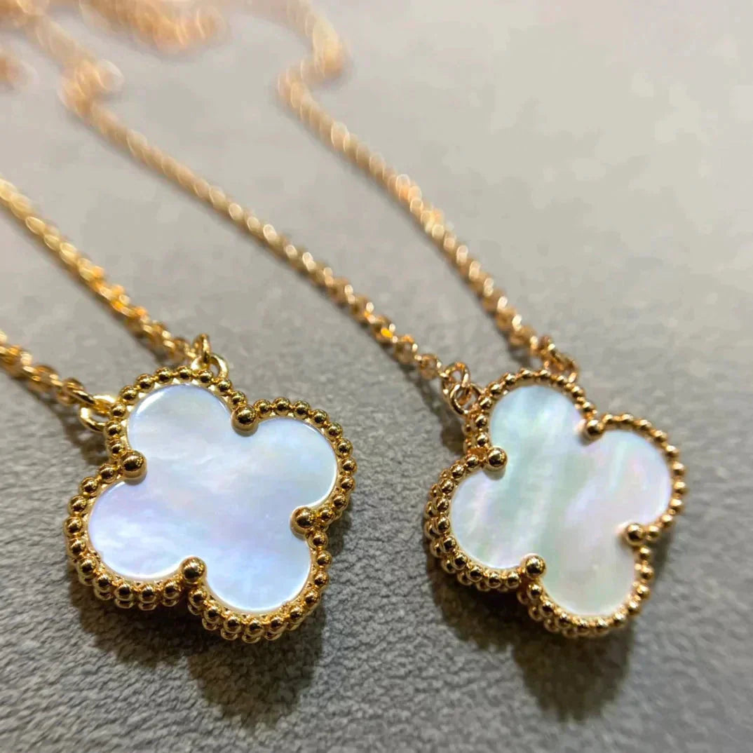 [✨Lira💎]CLOVER 15MM WHITE MOTHER-OF-PEARL GOLD NECKLACE