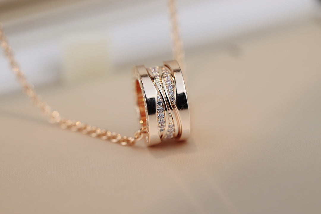 [Lira Jewelry]ZERO 1 PINK GOLD DIAMOND NECKLACE