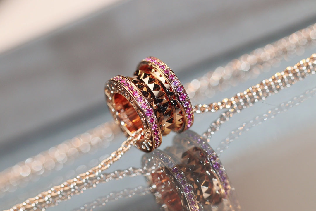 [Lira Jewelry]ZERO 1 ROCK PINK GOLD PINK DIAMOND NECKLACE