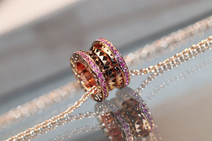 [Lira Jewelry]ZERO 1 ROCK PINK GOLD PINK DIAMOND NECKLACE