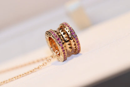 [Lira Jewelry]ZERO 1 ROCK PINK GOLD PINK DIAMOND NECKLACE