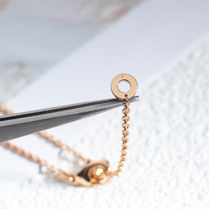 [Lira Jewelry]ZERO 1 WHITE CERAMIC PINK GOLD DIAMOND NECKLACE