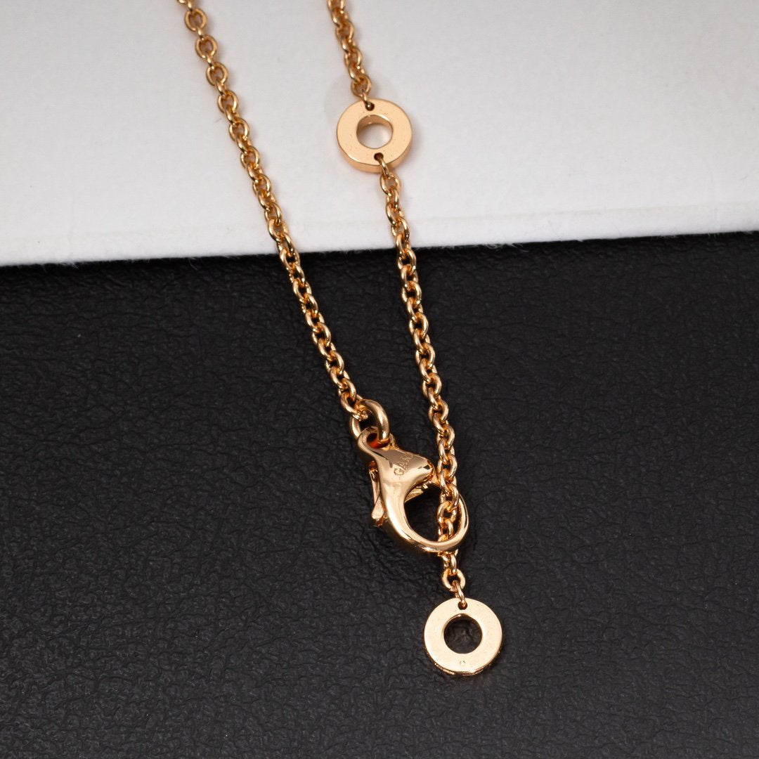 [Lira Jewelry]ZERO 1 WHITE CERAMIC PINK GOLD DIAMOND NECKLACE