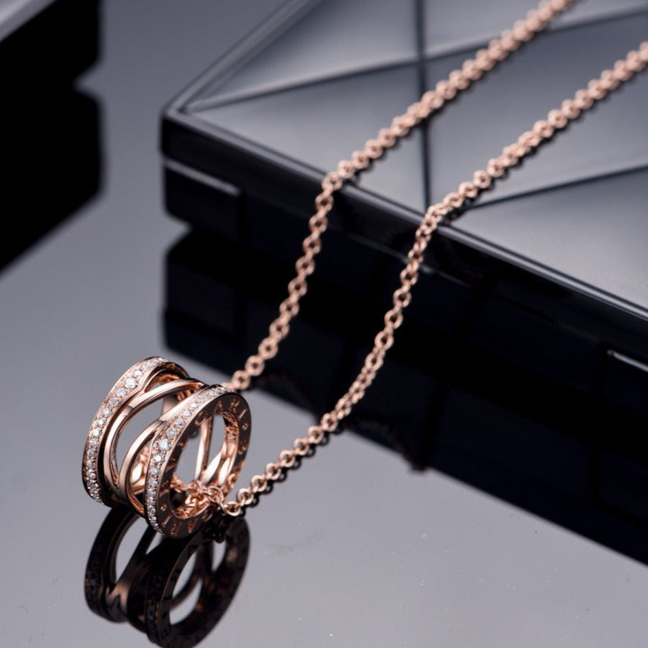 [Lira Jewelry]ZERO 1 PINK GOLD DIAMOND OPEN NECKLACE