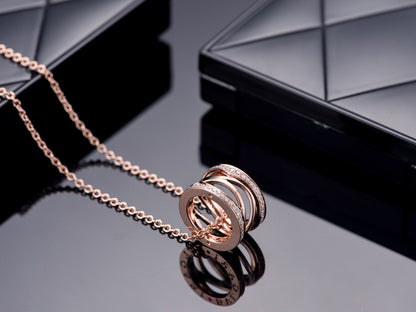 [Lira Jewelry]ZERO 1 PINK GOLD DIAMOND OPEN NECKLACE