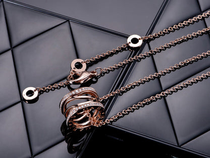 [Lira Jewelry]ZERO 1 PINK GOLD DIAMOND OPEN NECKLACE