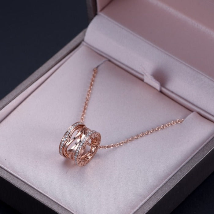 [Lira Jewelry]ZERO 1 PINK GOLD DIAMOND OPEN NECKLACE