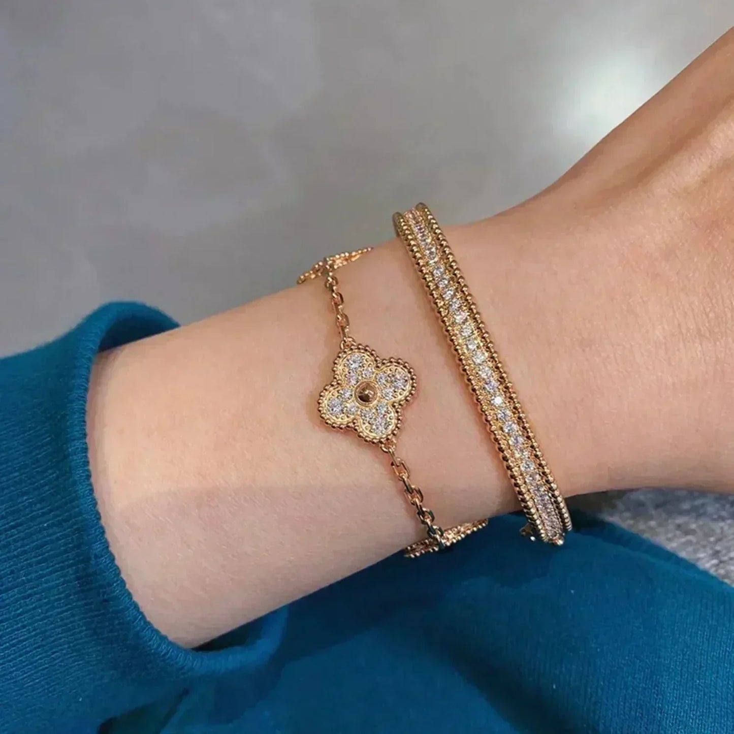 [StLira Jewelryar Jewelry] CLOVER 5 MOTIF FULL DIAMOND BRACELET COLLECTION