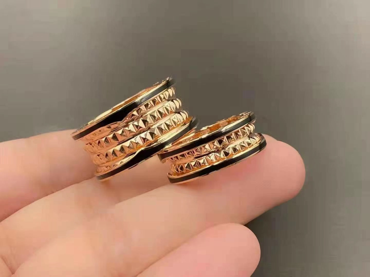 [Lira Jewelry]ZERO 1 ROCK BLACK CERAMIC PINK GOLD LARGE MODEL