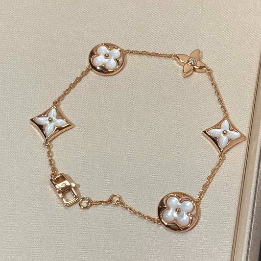 [Lira Jewelry]STAR AND SUN 5 MOTIF MOP PINK GOLD BRACELET