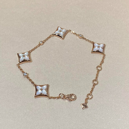 [Lira Jewelry]STAR 4 MOTIF MOP DIAMOND PINK GOLD BRACELET