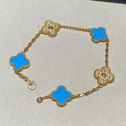 [Lira Jewelry] CLOVER 5 MOTIF BLUE AGATE BRACELET COLLECTION