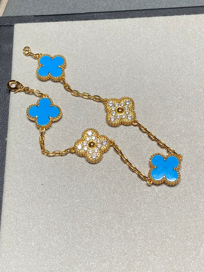 [Lira Jewelry] CLOVER 5 MOTIF BLUE AGATE BRACELET COLLECTION