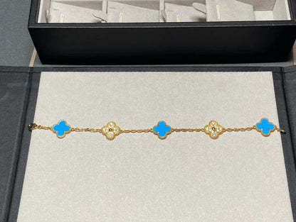 [Lira Jewelry] CLOVER 5 MOTIF BLUE AGATE BRACELET COLLECTION