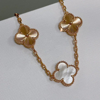 [Lira Jewelry]CLOVER WHITE PEARL MOP 5 MOTIF BRACELET COLLECTION