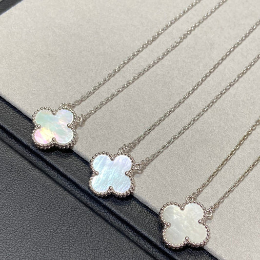 [Lira Jewelry]CLOVER MEDIUM SILVER WHITE MOP NECKLACE