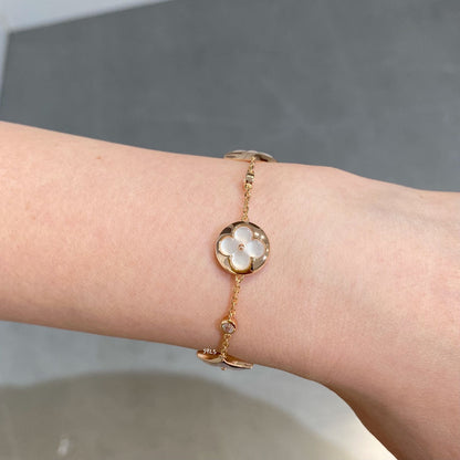 [Lira Jewelry]STAR AND SUN 4 MOTIF WHITE MOP PINK GOLD BRACELET