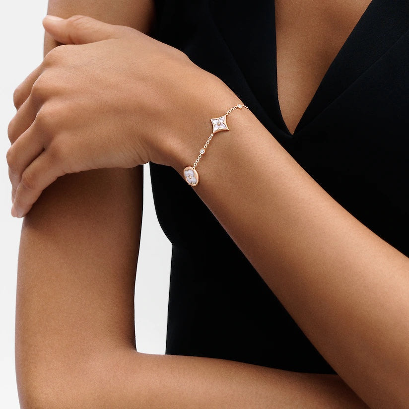 [Lira Jewelry]STAR AND SUN 4 MOTIF WHITE MOP PINK GOLD BRACELET