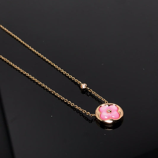 [Lira Jewelry]COLOR BLOSSOM PINK MOP SUN GOLD NECKLACE