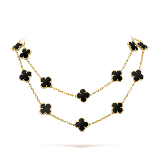 [Lira Jewelry]CLOVER 20 MOTIFS ONYX NECKLACE