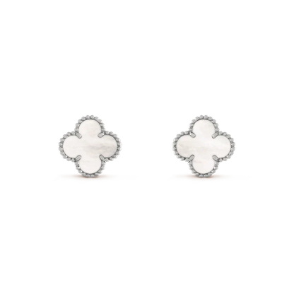 [Lira Jewelry]CLOVER MEDIUM 1 MOTIFS  WHITE MOP EARRINGS SILVER