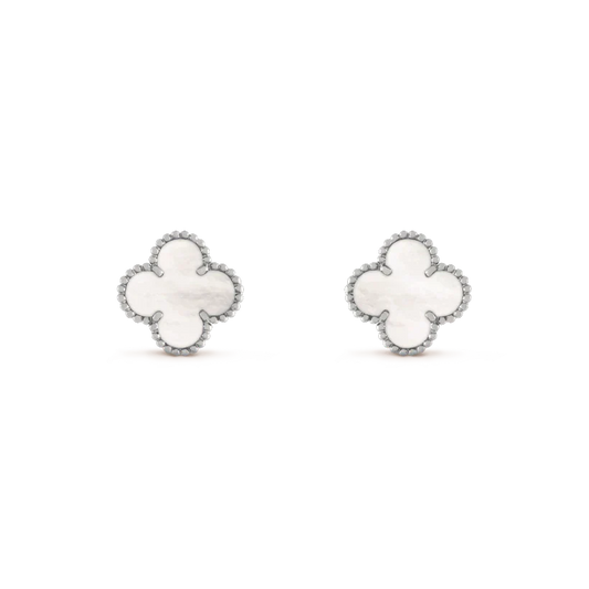 [Lira Jewelry]CLOVER MEDIUM 1 MOTIFS  WHITE MOP EARRINGS SILVER