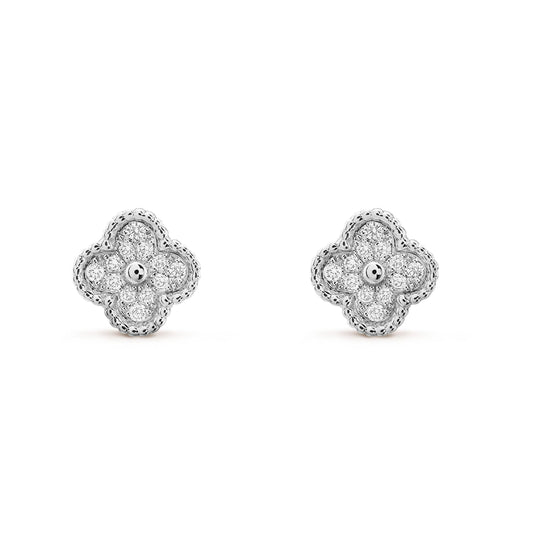 [Lira Jewelry]CLOVER MINI DIAMOND STUD EARRINGS