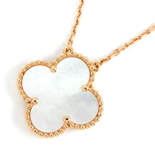 [✨Lira💎]CLOVER 15MM WHITE MOTHER-OF-PEARL GOLD NECKLACE